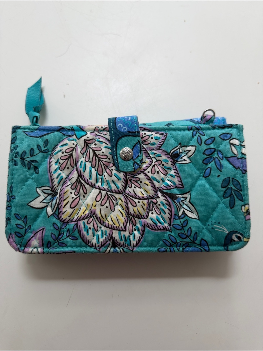 Vera Bradley Teal Floral Mandala Quilted Wallet - Picture 2 of 4